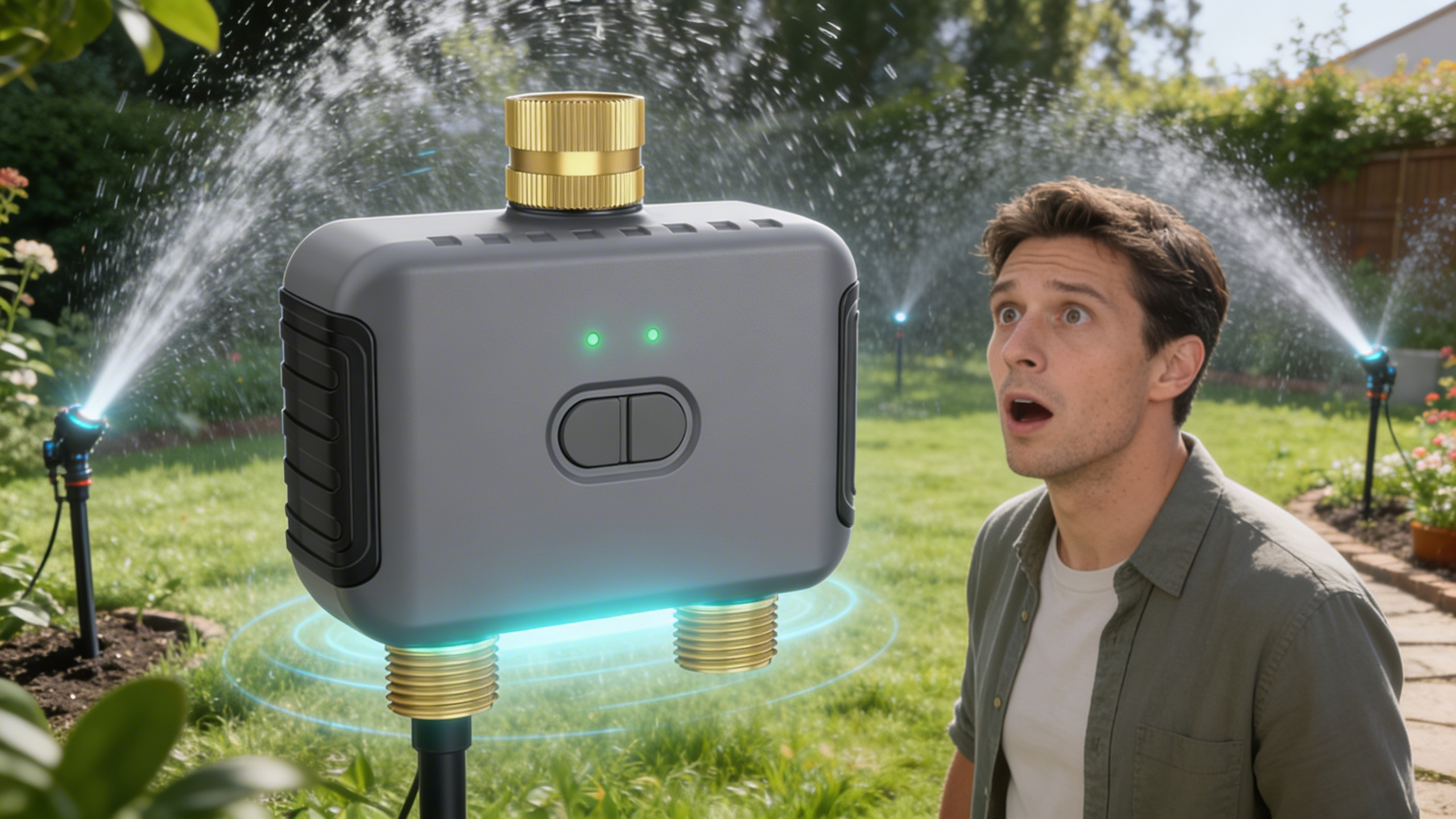Water Timer with Gateway Dual Hose Automatic Garden Irrigation Watering System Remote Sprinkler Programmer Support Alexa